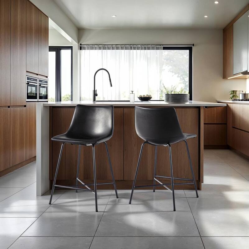 Middlebrook Designs Modern Faux Leather Counter Stool (Set of 2)
