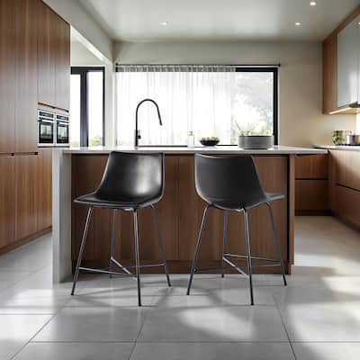 Middlebrook Designs Modern Faux Leather Counter Stool (Set of 2)