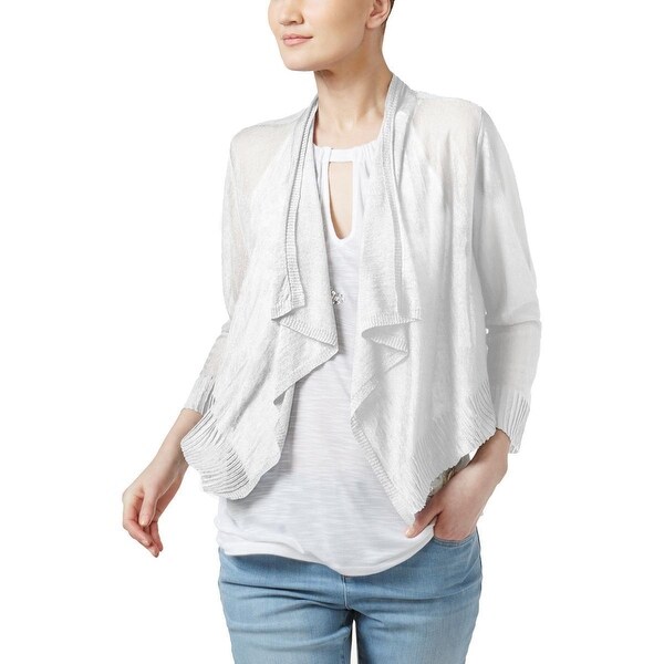 Inc International Concepts Petite's Cropped Open-Front Cardigan, Bright White (PP)