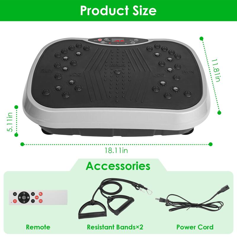 Vibration Exercise Platform With Remote Weight Loss Fat Burner - 18.11 x 11.81 x 5.11in