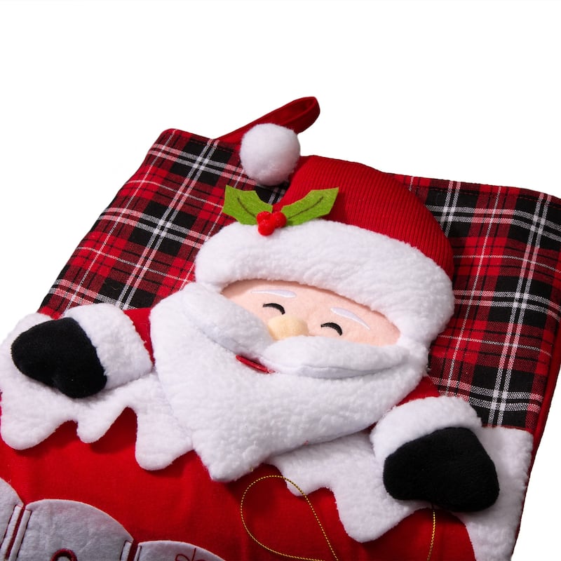Glitzhome 36"L Felt 3D Santa Oversized Count Down Stocking