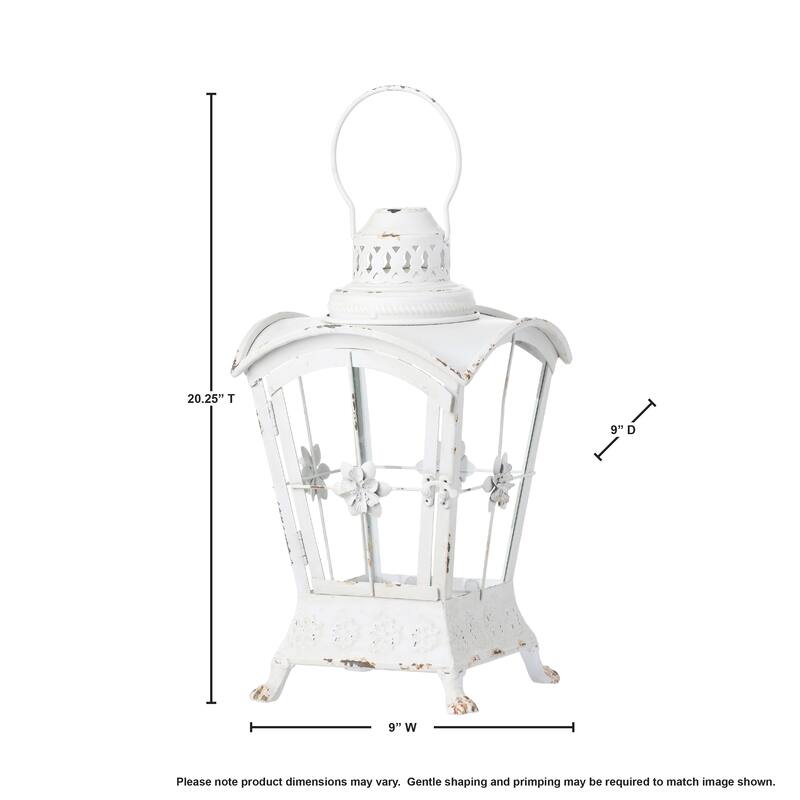 Metal And Glass Footed Lantern 8 X 13.75"T - N/A