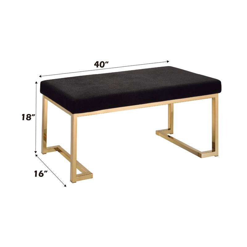 Boice Black Fabric & Champagne Finish Bench