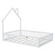 preview thumbnail 9 of 16, House-shaped Design Wood Full Size House Platform Bed with Safety Guardrail, White