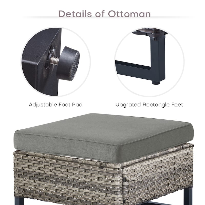 Gymojoy Outdoor Wicker Ottomans with Olefin Cushions