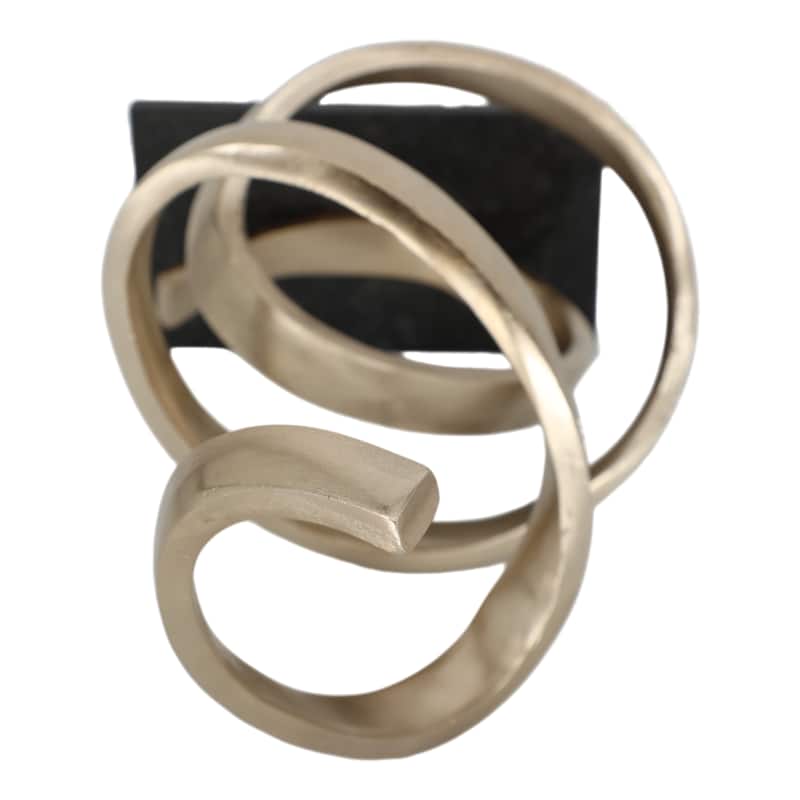 Metal and Marble Spiral Sculpture Modern Decorative Accent - 20" Gold - 10" x 7" x 20"