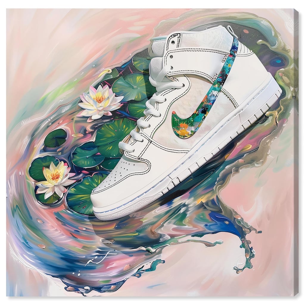 Lilypads Sneaker Splash Canvas by Art Remedy, Gallery Wrapped