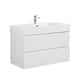 36"Bathroom Vanity with Sink,Storage Wall Mounted Floating Bathroom Vanity,One-Piece White Sink Basin without Drain and Faucet