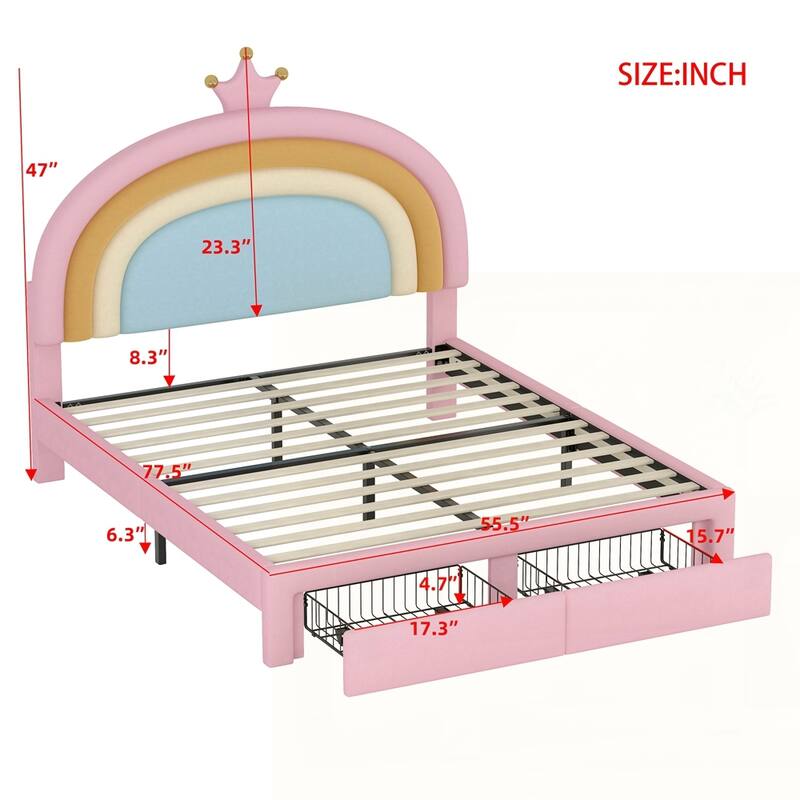 Princess Platform Bed with Storage Drawer