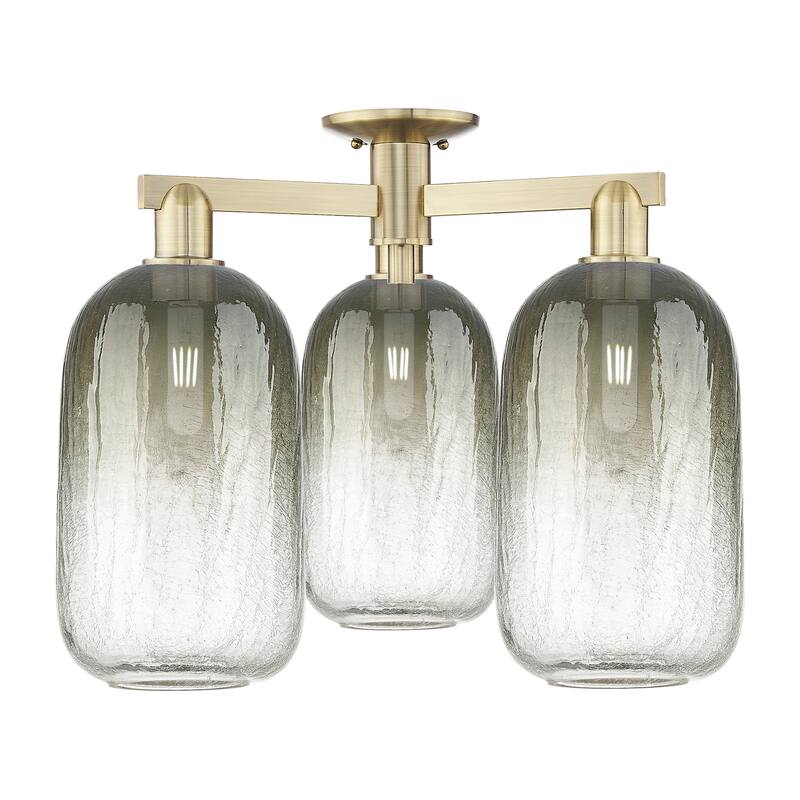 Innovations Lighting 716-3F-17-25 Brookhaven Cloche Semi-Flush - Antique Brass / Slate