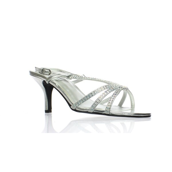 metallic open toe heels