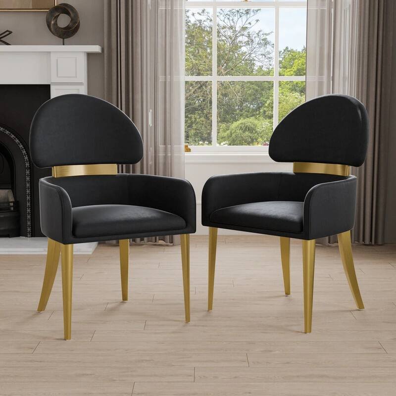 Modern Black Finish Upholstered Arm Chairs Set
