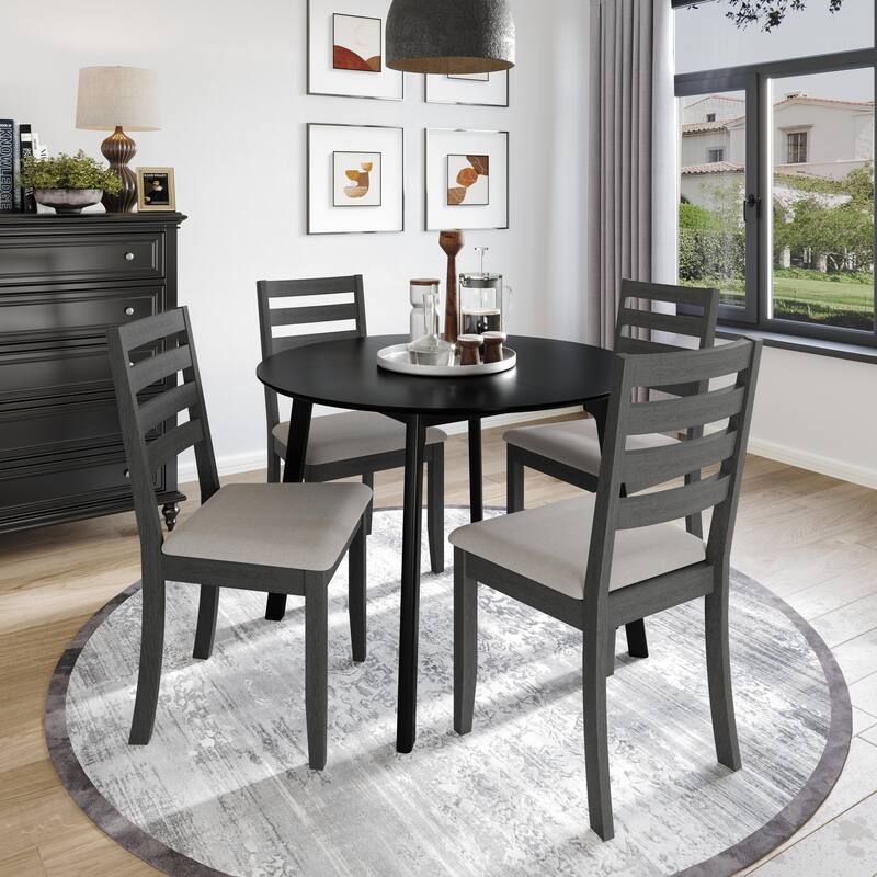 CraftPorch Timeless 4-Piece Chair and Round Table Wooden Dining Set