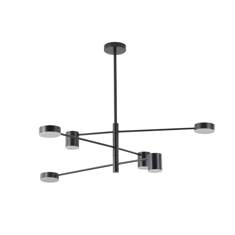 6 Light Black Metal LED Chandelier
