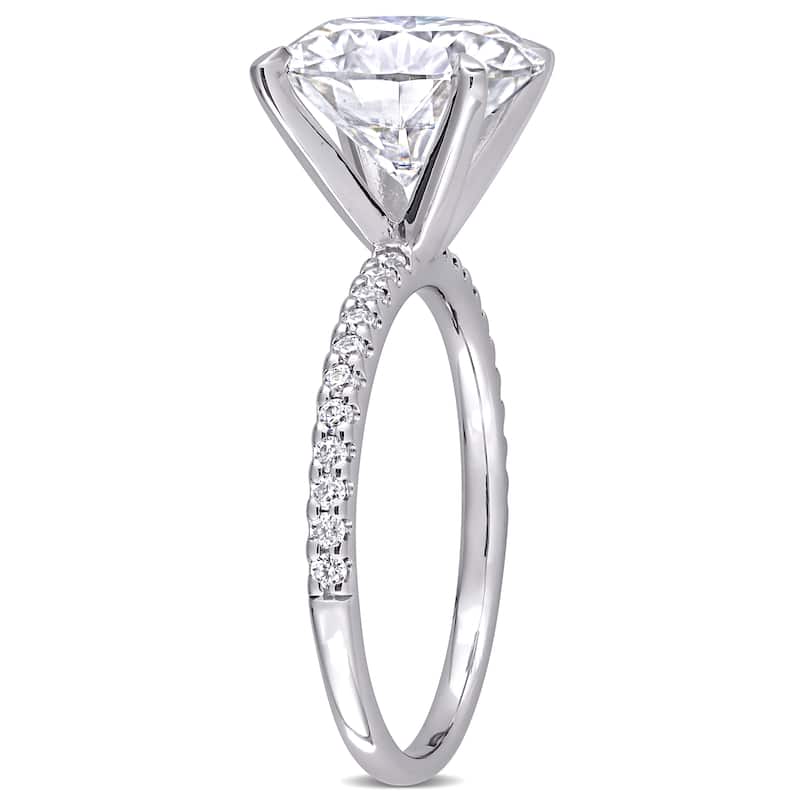 Miadora 4ct DEW Moissanite Solitaire Engagement Ring in 10k White Gold