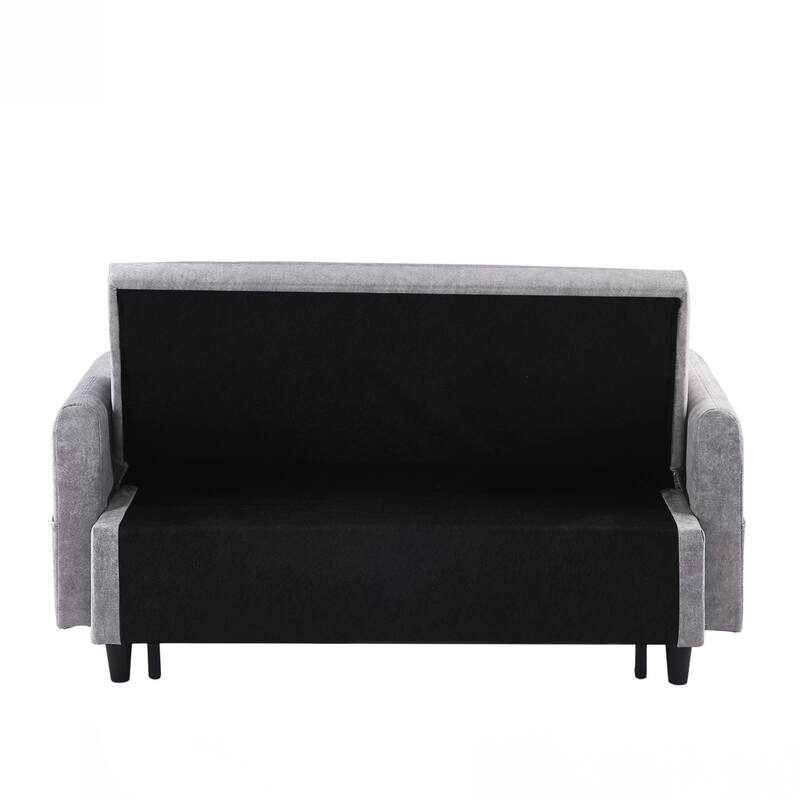 55.1" Pull Out Sleep Sofa Bed Loveseats Sofa Couch with Adjsutable Backrest, Storage Pockets, 2 Soft Pillows, USB Ports