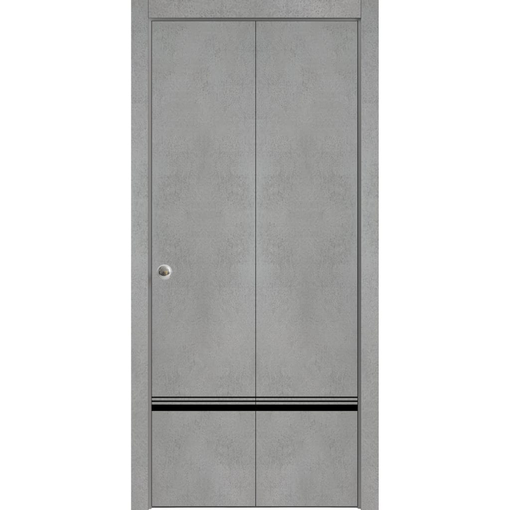 Bi-fold Doors 36 x 80 Planum 0012 Concrete with Sturdy Tracks