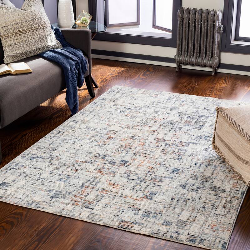 Livabliss Kirchner Modern Stripe Area Rug - Grey/Blue - 8'10" x 13'