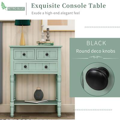 Hall Table Narrow Console Table for Living Room, Slim Sofa Table Accent Entryway Table with 3 Storage Drawers & Bottom Shelf