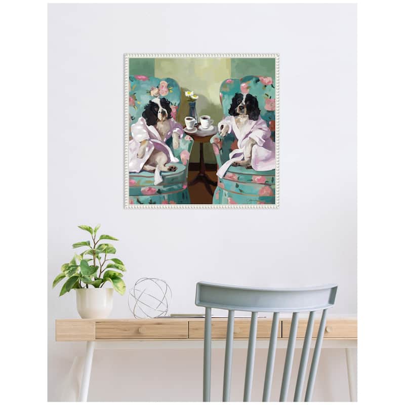Kate and Laurel Sylvie Coffee Hour Framed Canvas by Mary Sparrow