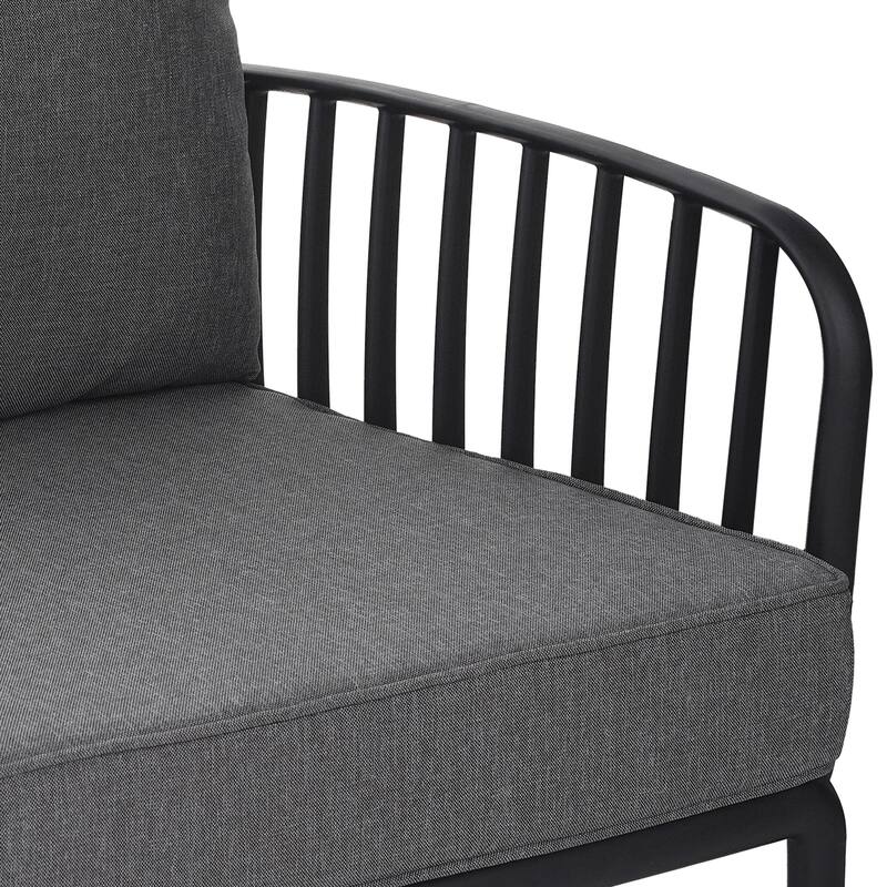 Black Gray Patio Chair Armchair Reading Chair Accent Chair with Cushion, Padded Chair Club Chair Reception Chair