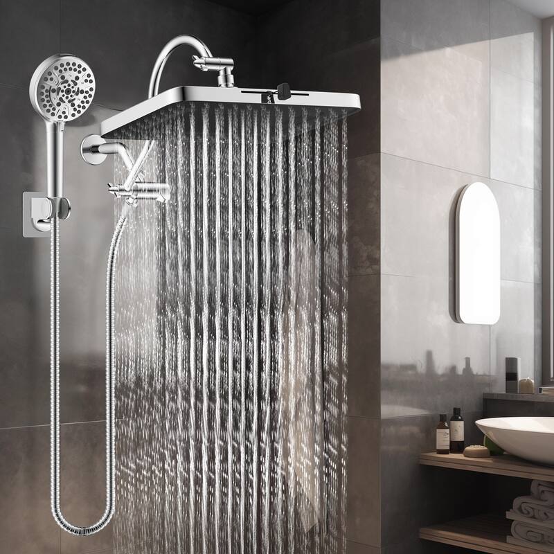 Dual Showerhead Combo, 5-spray 13'' Shower Head, 10-mode Hand Spray