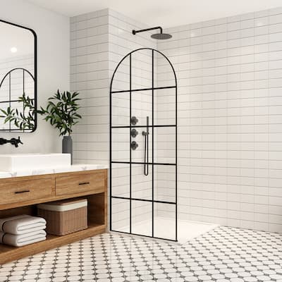 Aranaz Fixed Single Panel Framed Shower Door with Clear Glass - 34" W x 78" H