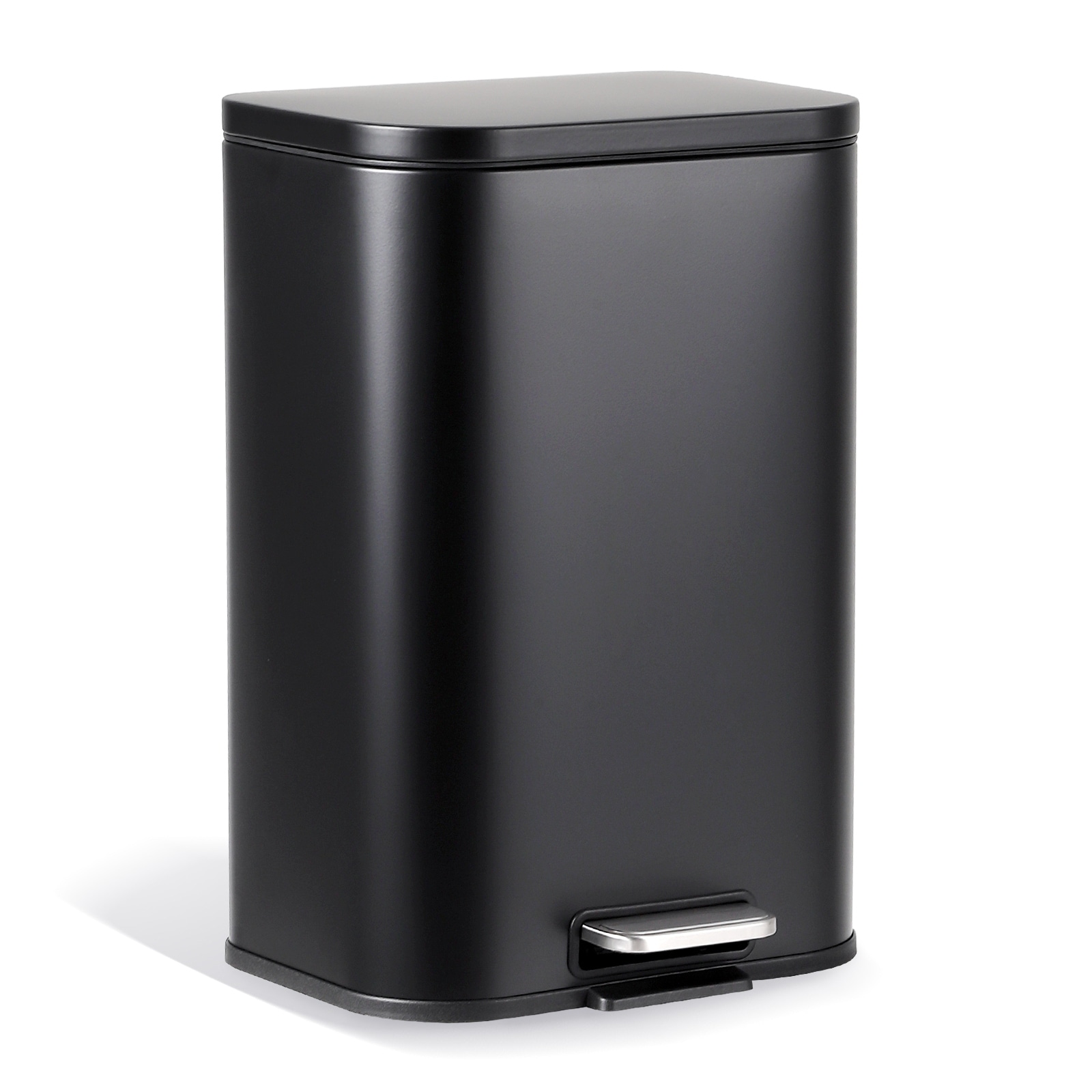 Fingerprint-Proof Commercial Trash Can, Stainless Steel, Soft-Close Lid, Foot Pedal, Indoor Recycling,for Kitchen/Office