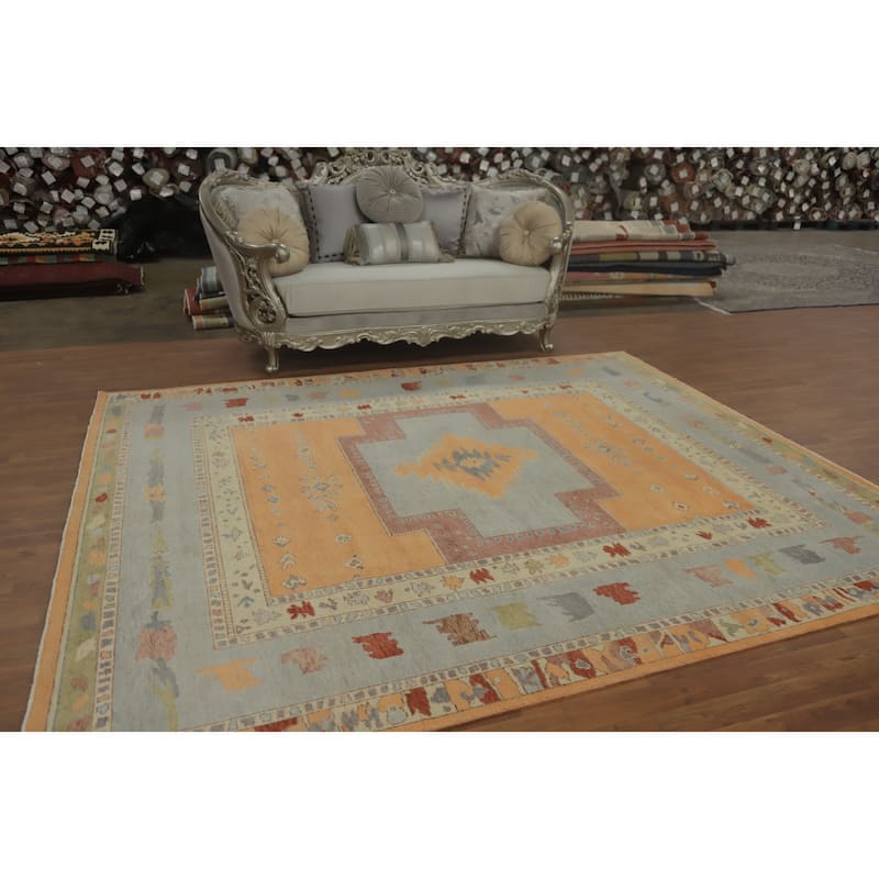 Vegetable Dye Gabbeh Turkish Area Rug Geometric Carpet - 9' 9'' X 8' 2''