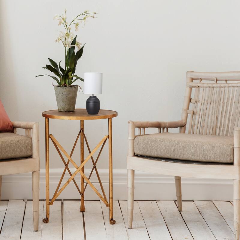 Mini Classic Jar Ceramic Table Lamp with White Drum Shade - 19.5" - Black