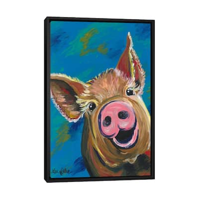 iCanvas "Colorful Pig Painting" by Hippie Hound Studios Framed