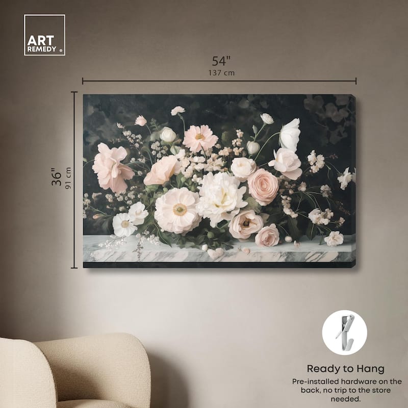 Marble and Blooms Canvas by Art Remedy, Gallery Wrapped