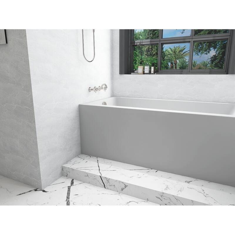 Indigo Home Alcove Soaking Bathtub 30x60 inch Left Drain in Glossy White