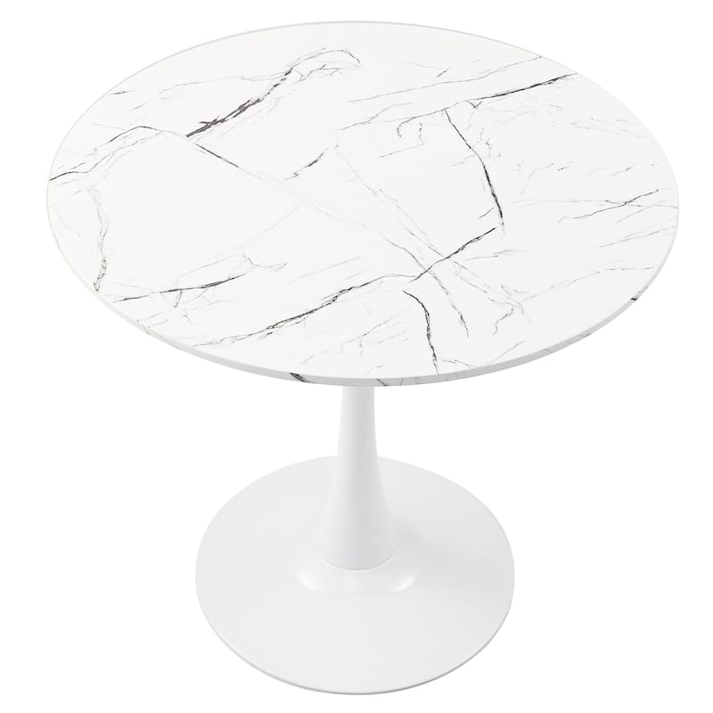 31.5-inch Pedestal Dining Table with Marble Accent Tabletop
