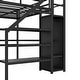 preview thumbnail 13 of 12, Luxury Full Size Loft Bed with L-shaped Desk and USB, Metal Loft Bed with Wardrobe, Adjustable Shelf & LED, Black
