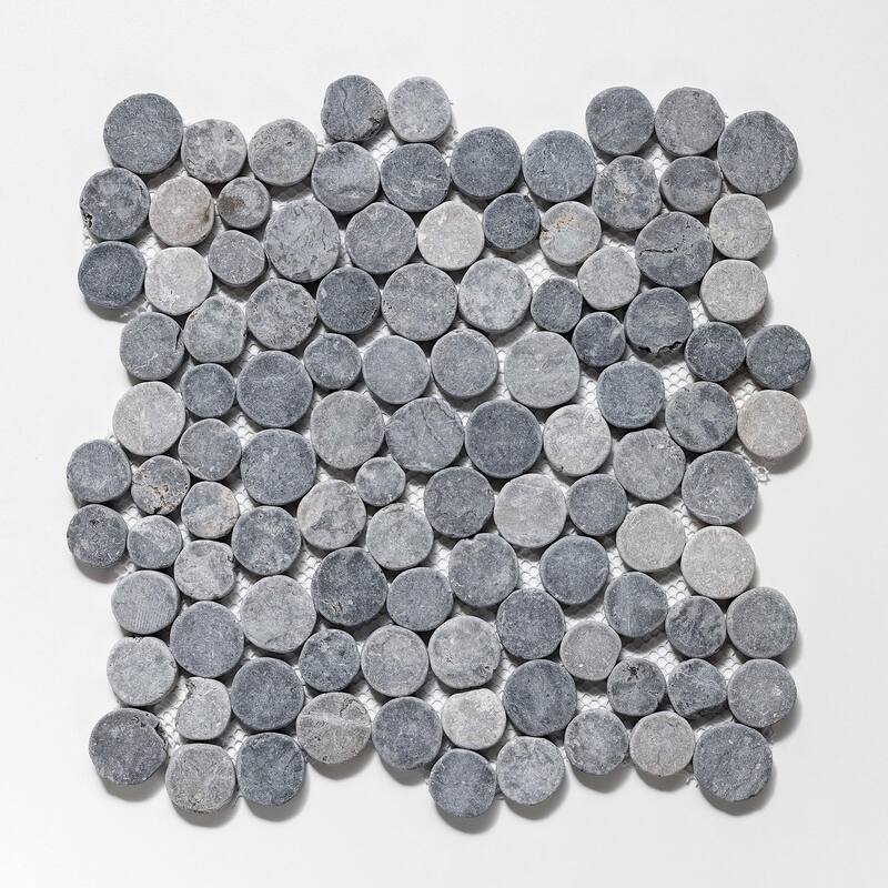 Cruz Bay Studio XD3R Penny Rounds - 11" x 11" Pebble and Rock Floor - Grey