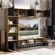 preview thumbnail 3 of 17, Modular Storage Wall Unit with Adjustable Shelves and TV Stand – Oak Veneer & Black Fronts