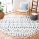 preview thumbnail 6 of 62, SAFAVIEH Berber Fringe Shag Liller Trellis Area Rug 3' Round - Cream/Blue - Round