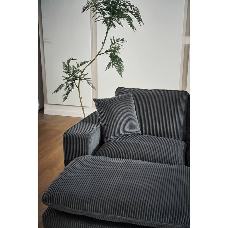 Oversized U Shaped Sectional Sofa with Ottoman and 3 Toss Pillows, Living Room Sleeper Couches Corduroy Recliner Sofa Bed