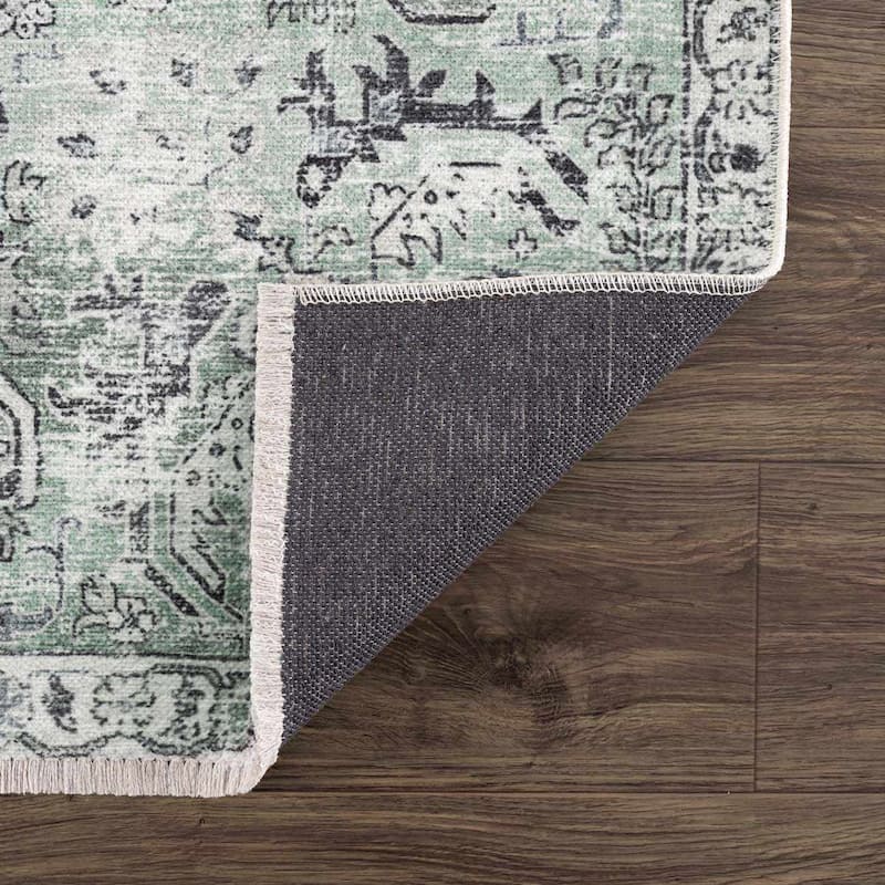 Hauteloom Caylin Living Room, Bedroom Machine Washable Area Rug - Cream, Dark Brown, Peach - 5' x 7'6"