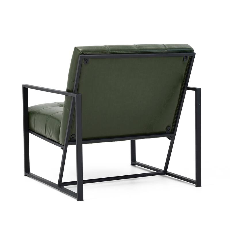 Glitzhome 29.50"W Mid-Century PU Leather Tufted Accent Chair - 29.5"W x 30.5"H x 29.25"D