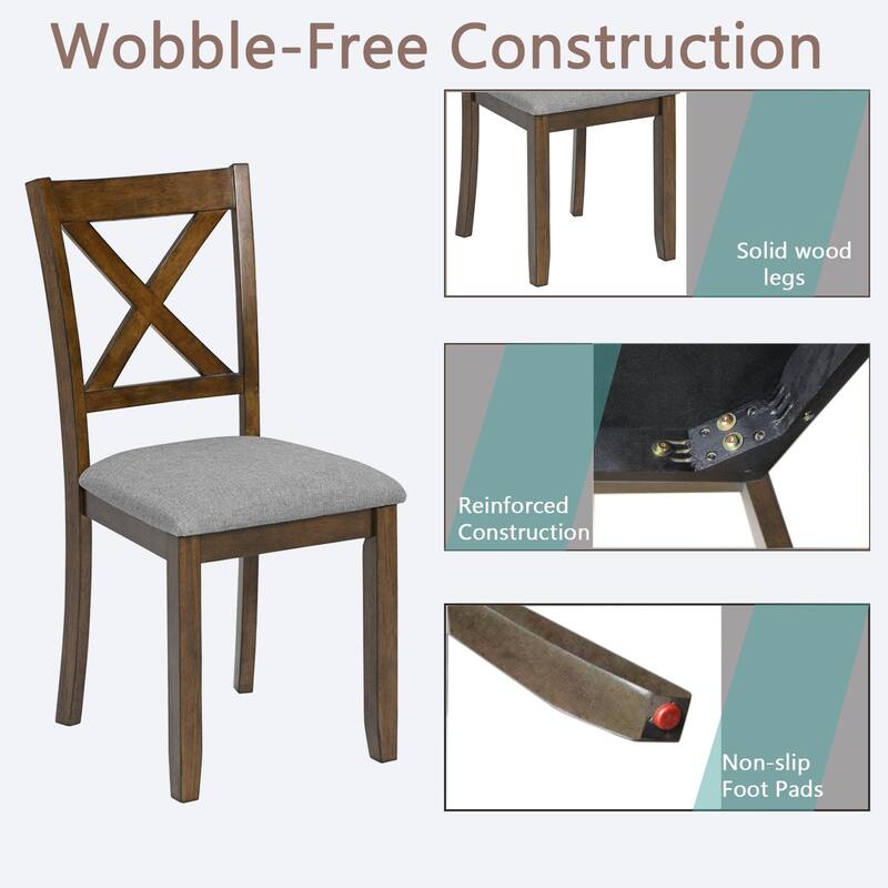 Dining Chairs Only, Wooden Dining Chairs Set of 4, Kitchen Chair with Padded Seat, Upholstered Side Chair for Dining Room