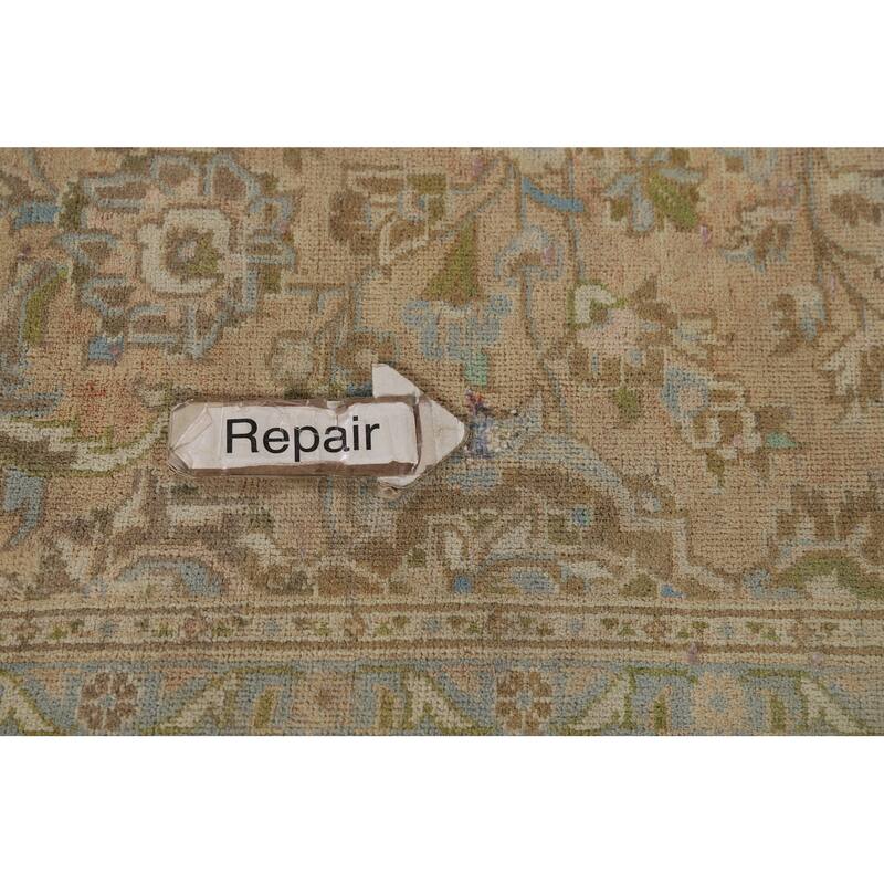 Kashan Vintage Persian Rug Hand-Knotted Traditional Muted Wool Carpet - 8'0" x 11'0"