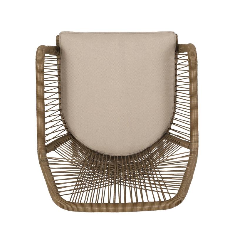 Russel Outdoor Wicker Dining Chair with Cushion (Set of 2) by Christopher Knight Home - 23.50" L x 26.25" W x 32.00" H