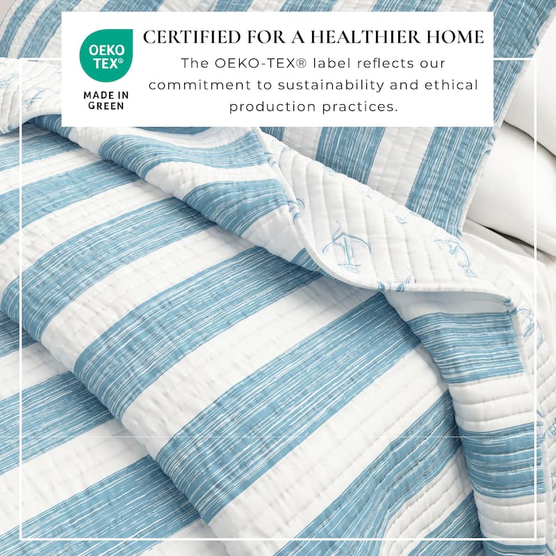 Linery & Co. Stripes & Anchors Microfiber Quilt Set With Shams