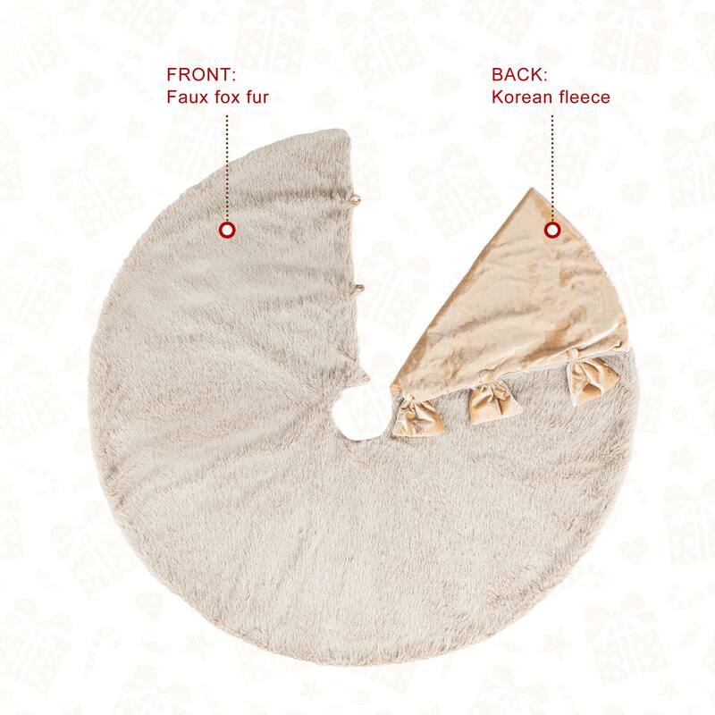 Glitzhome 21"L Plush Faux Fur Christmas Stocking with Bow & Tree Skirt