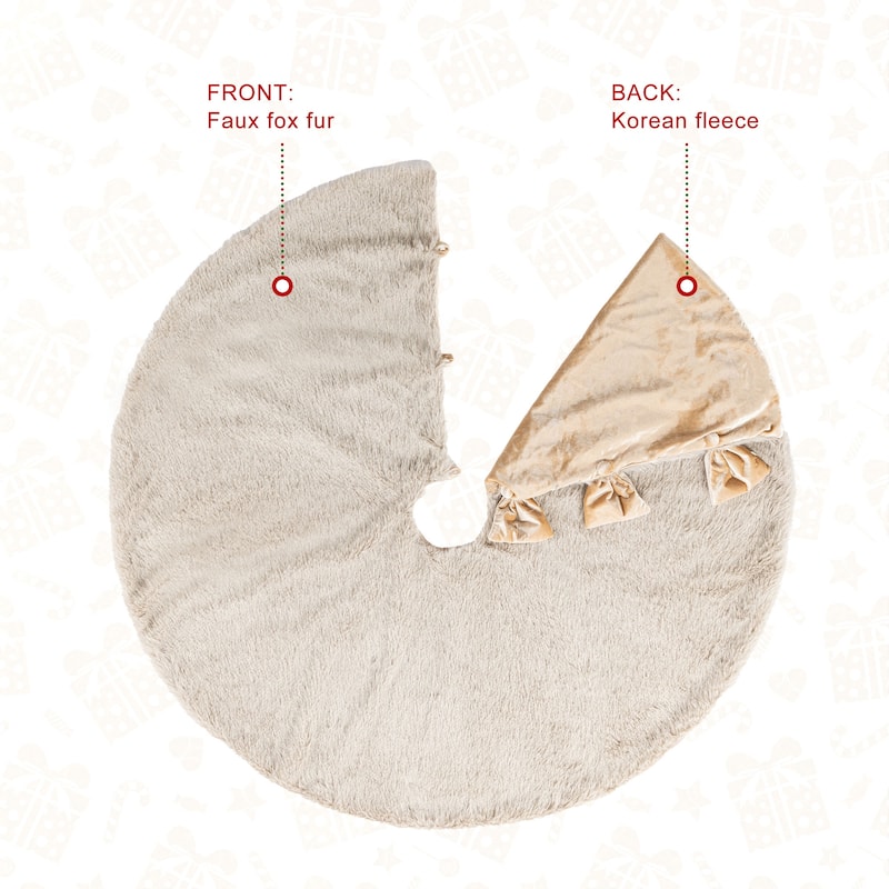 Glitzhome 48"D or 60"D Soft Fake Rabbit Fur Christmas Tree Skirt