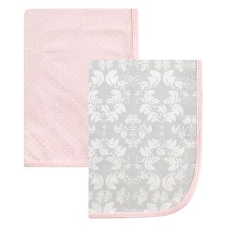 Hudson Baby Infant Girl Cotton Swaddle Blankets, Damask, One Size - Damask - One Size