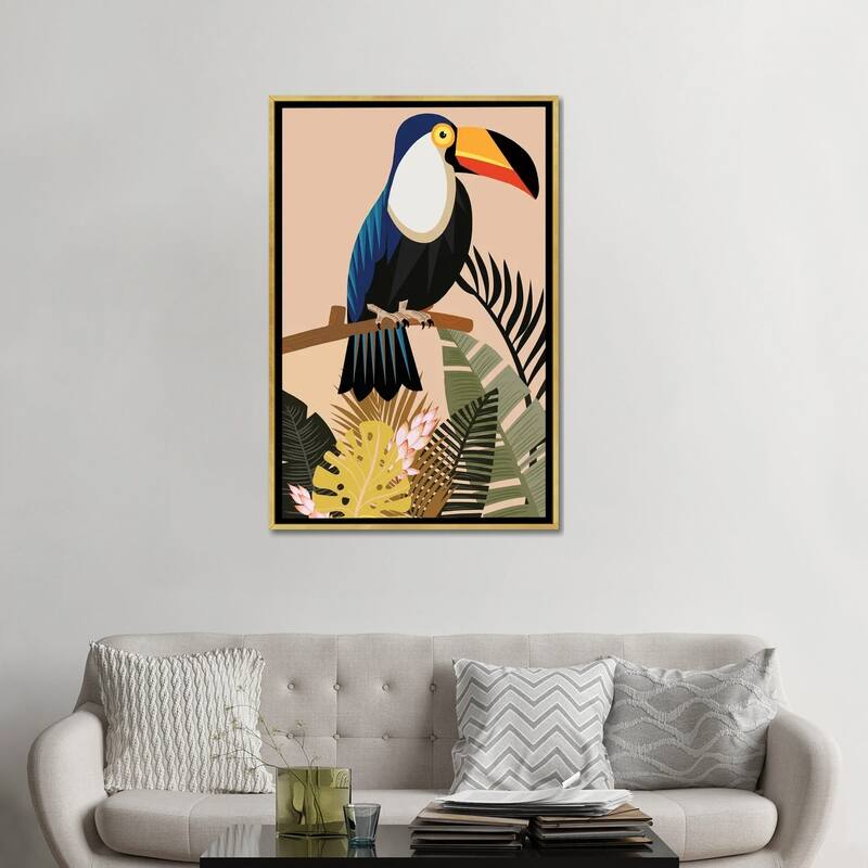 iCanvas "Vintage Natural Imprint Tropical" by Art Mirano Framed Canvas Print