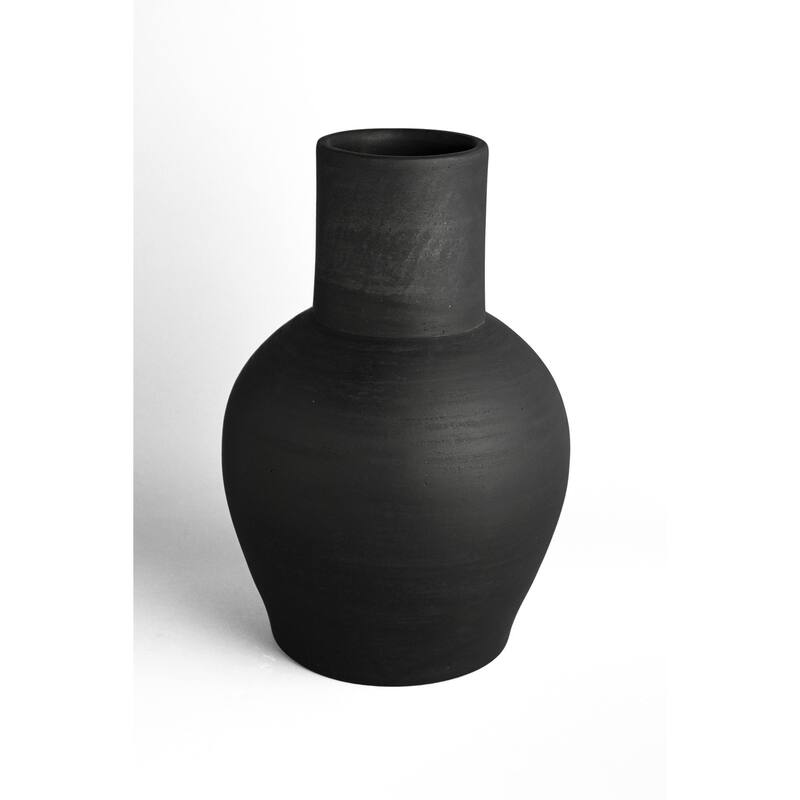 Black Terracota Gourd Vase - Black